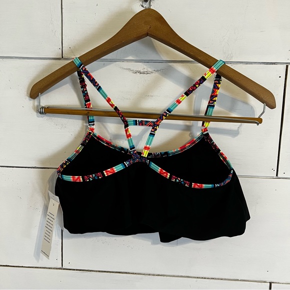 Malibu Black Rockin Vibrations Flounce Bikini Top. NWT. Size Small. - Picture 7 of 7